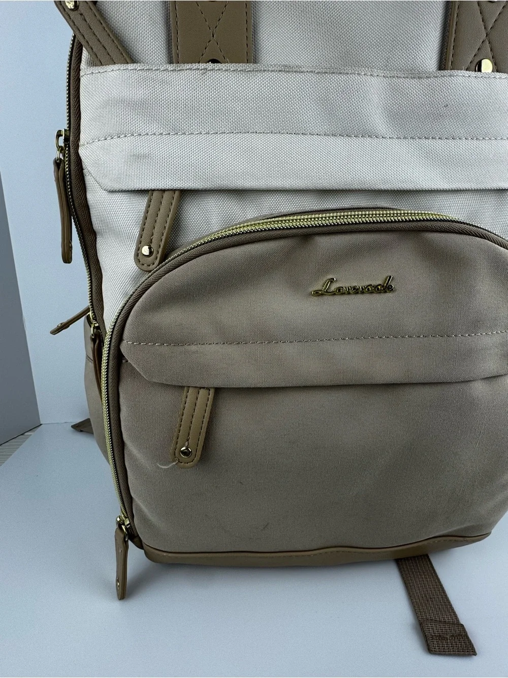 Lovevook Beige and Cream Travel Diaper Backpack